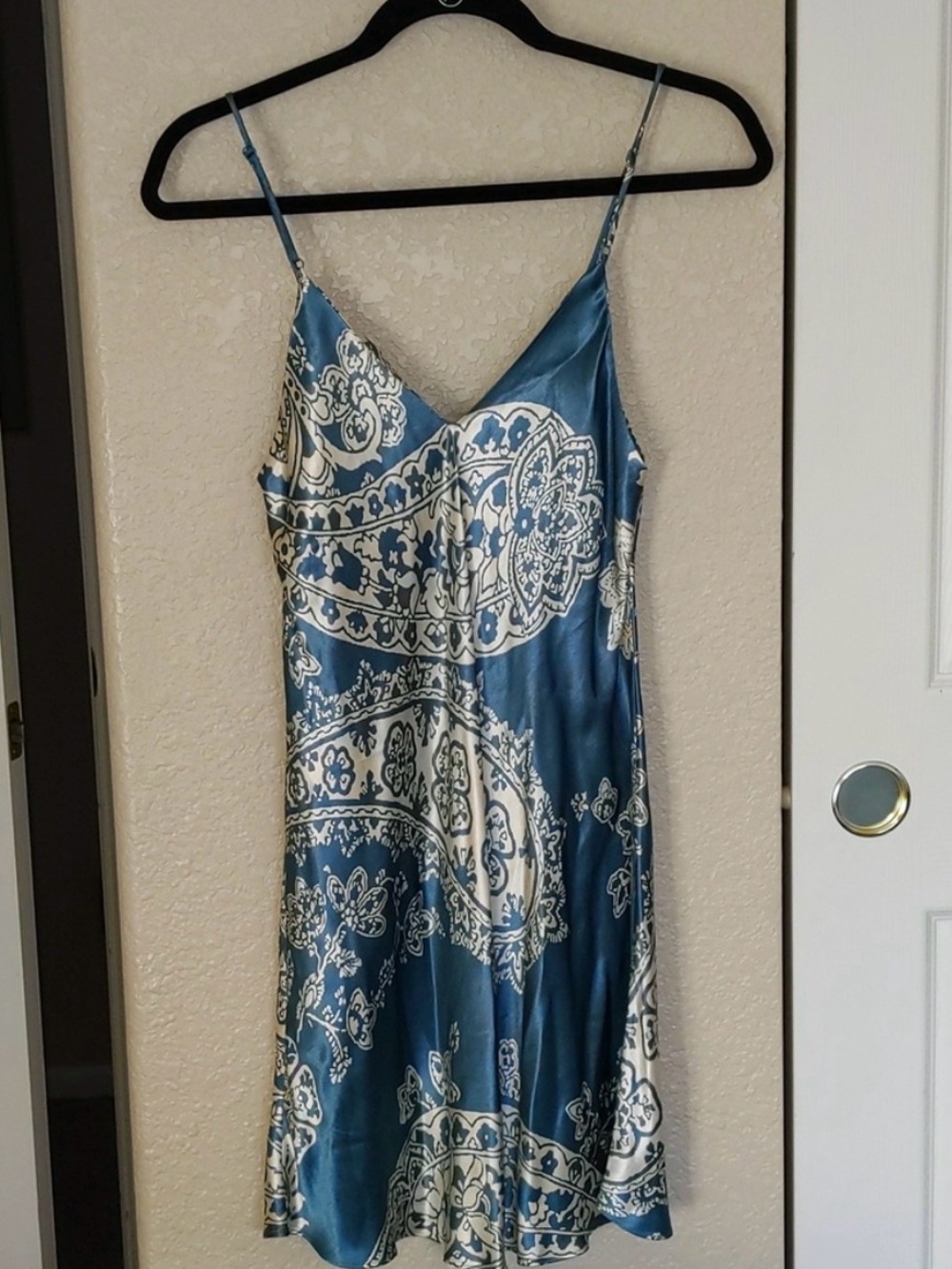Zara Blue and Cream Paisley Slip Dress